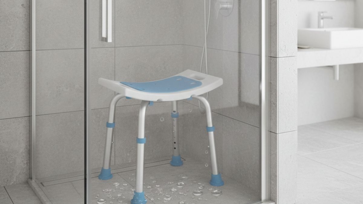 Duschstuhl für kleine Dusche – platzsparendes Modell für Senioren