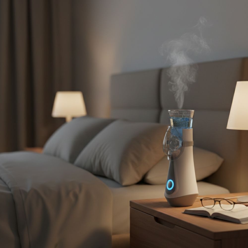 Modernes Inhalationsgerät mit Maske und Zubehör